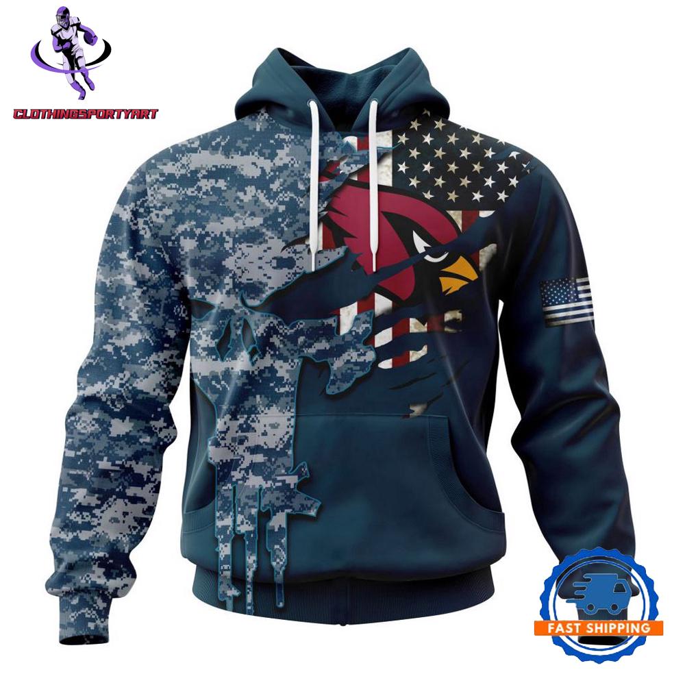 Arizona Cardinals Navy Camo Veteran Hoodie
