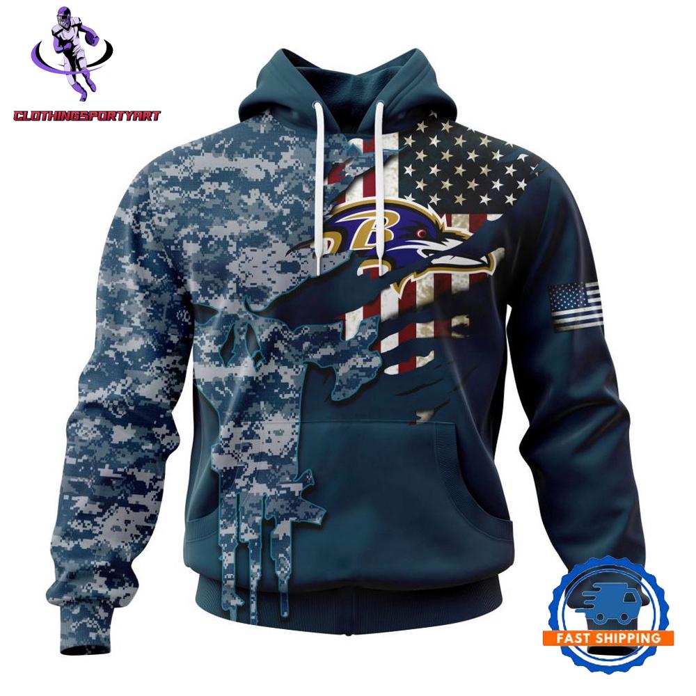 Baltimore Ravens Navy Camo Veteran Hoodie