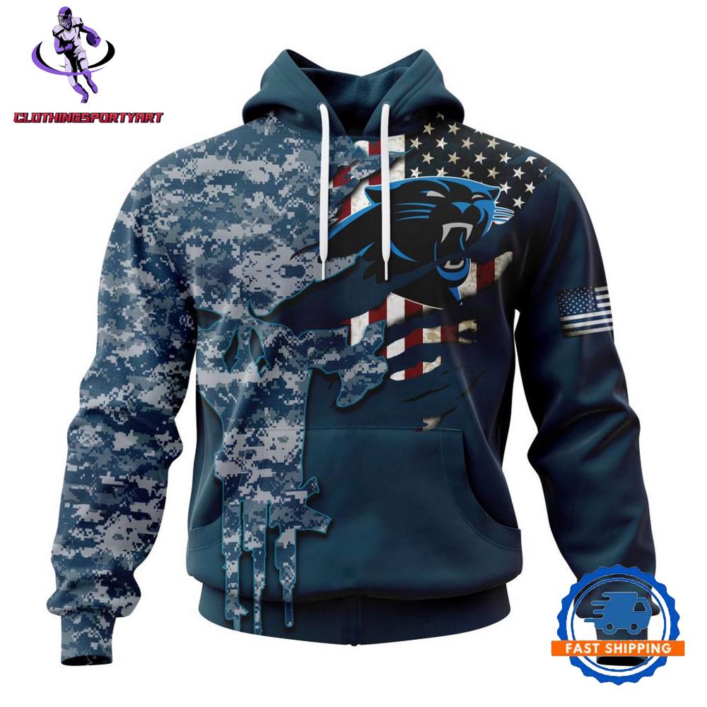 Carolina Panthers Navy Camo Veteran Hoodie