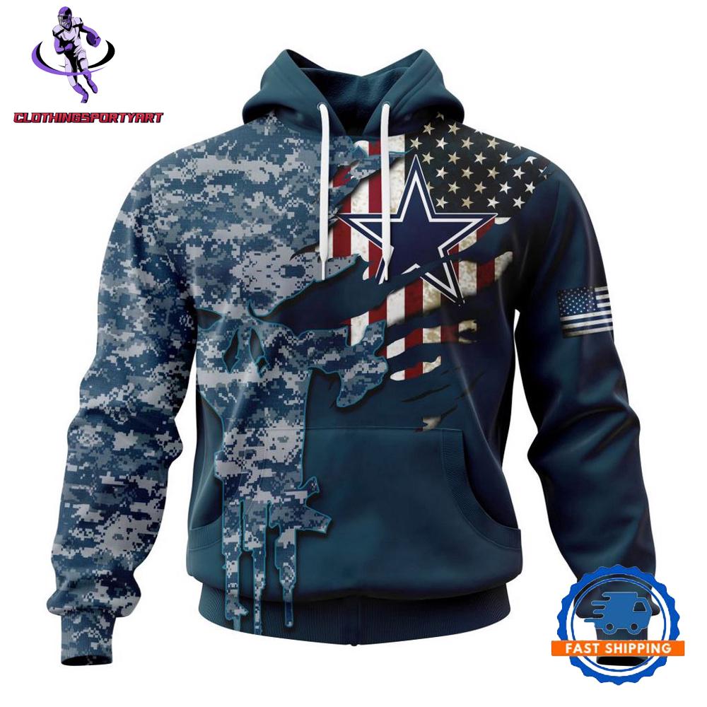 Dallas Cowboys Navy Camo Veteran Hoodie