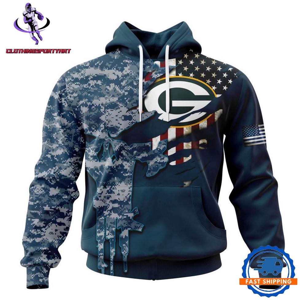 Green Bay Packers Navy Camo Veteran Hoodie