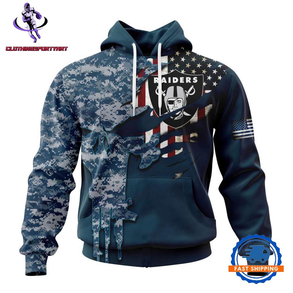 Las Vegas Raiders Navy Camo Veteran Hoodie