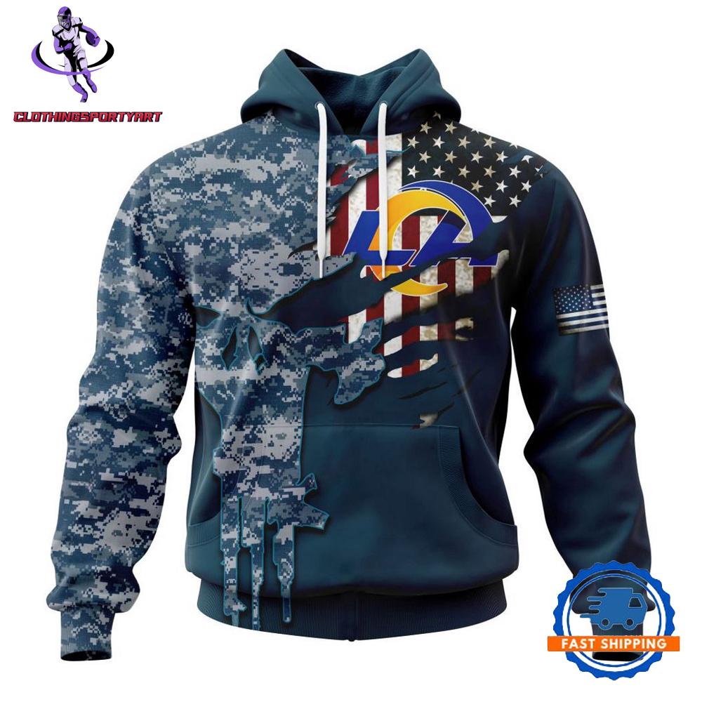 Los Angeles Rams Navy Camo Veteran Hoodie