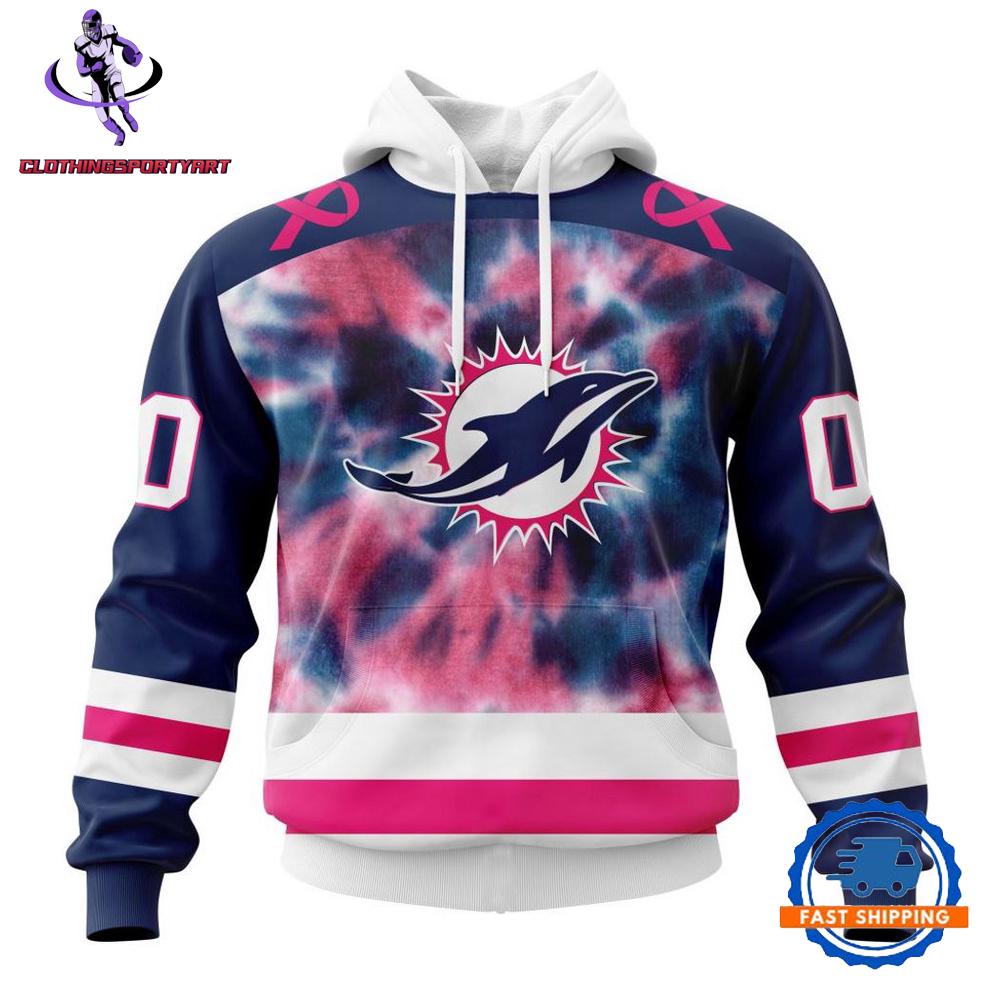 Miami Dolphins Pink Fight Breast Cancer Hoodie