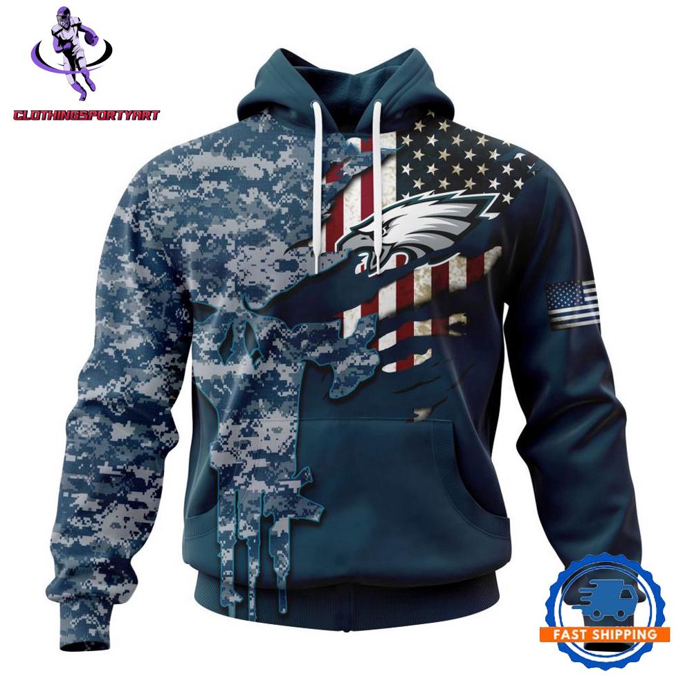 Philadelphia Eagles Navy Camo Veteran Hoodie