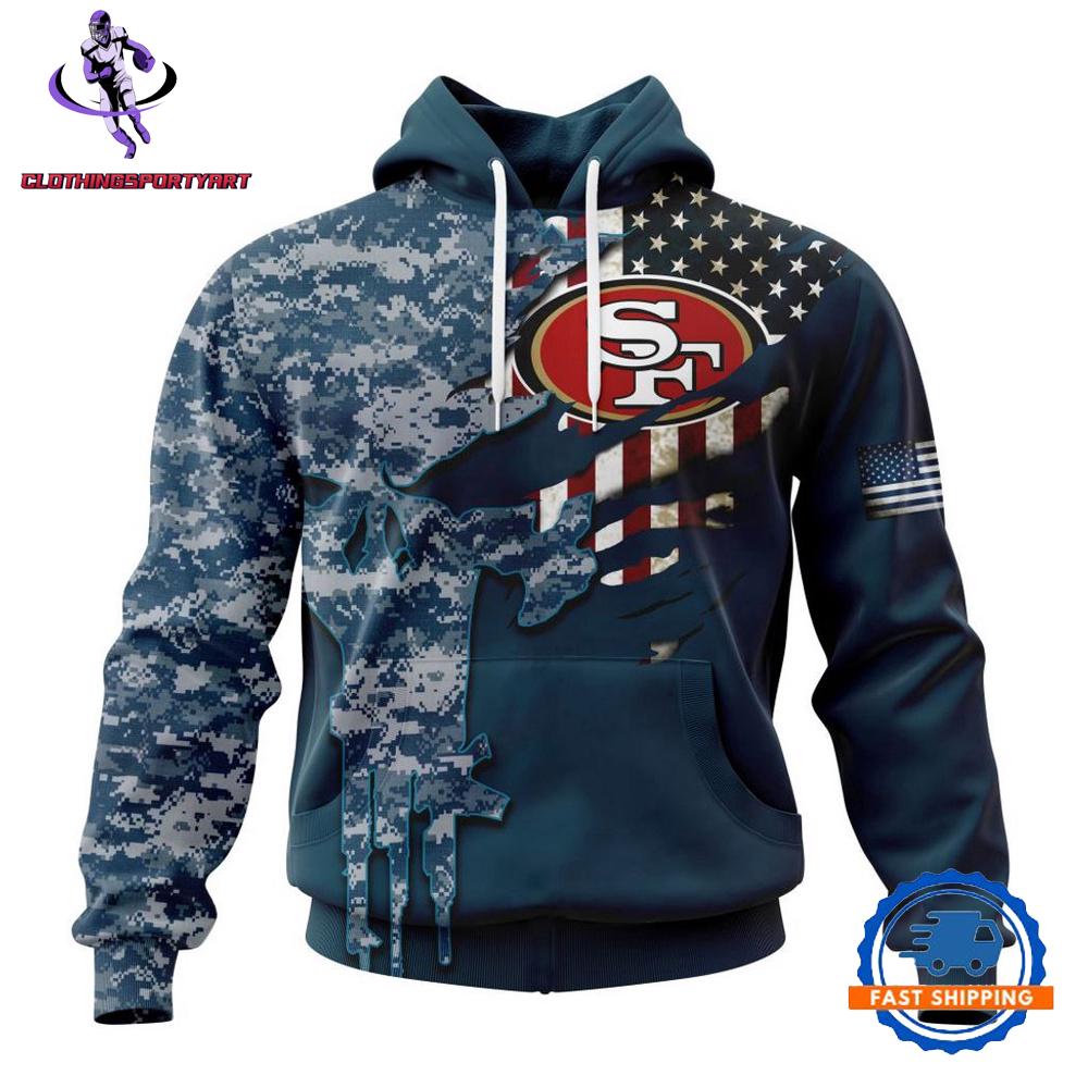 San Francisco 49ers Navy Camo Veteran Hoodie