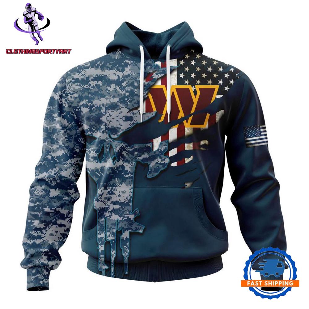 Washington Commanders Navy Camo Veteran Hoodie