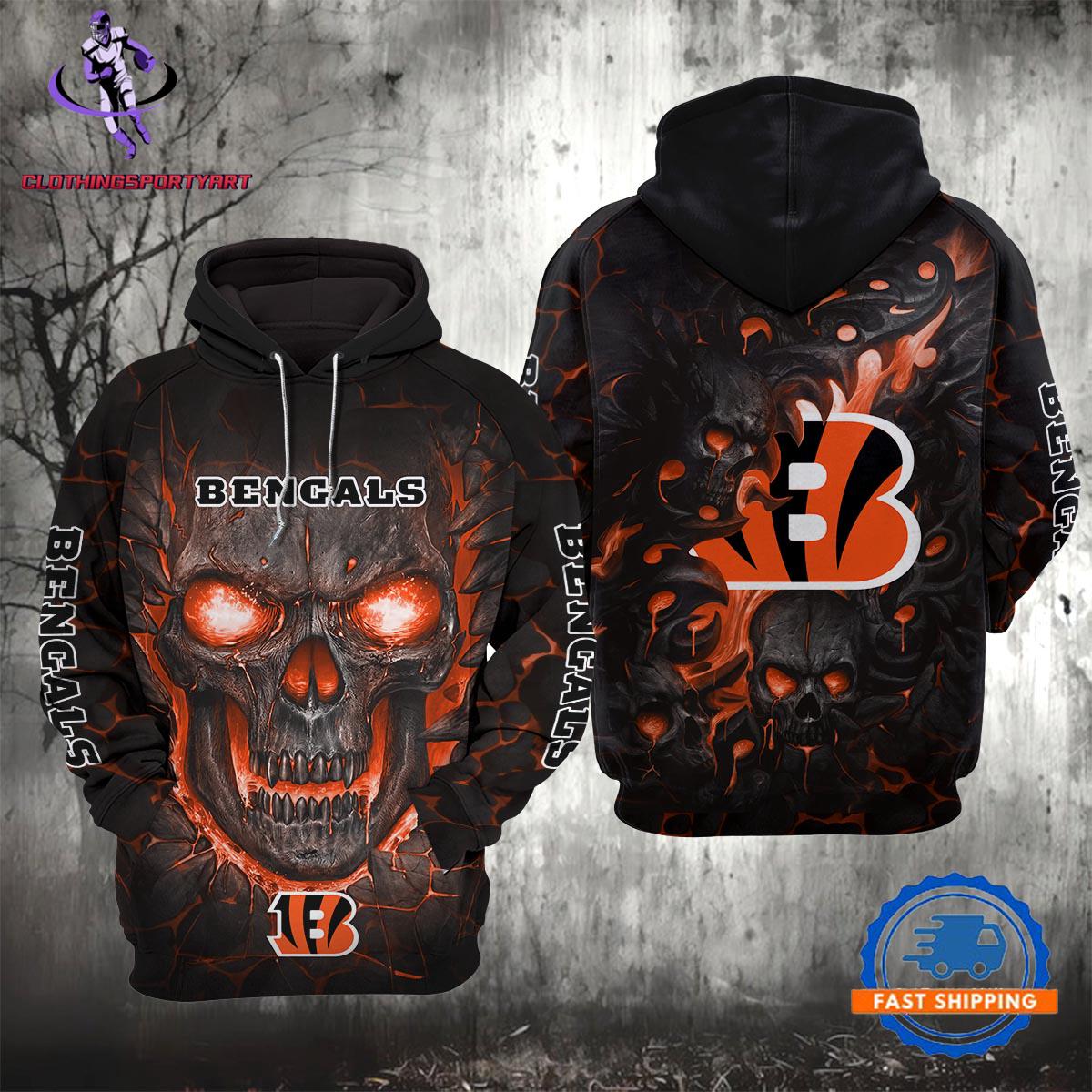 Cincinnati Bengals Lava Skull Hoodie