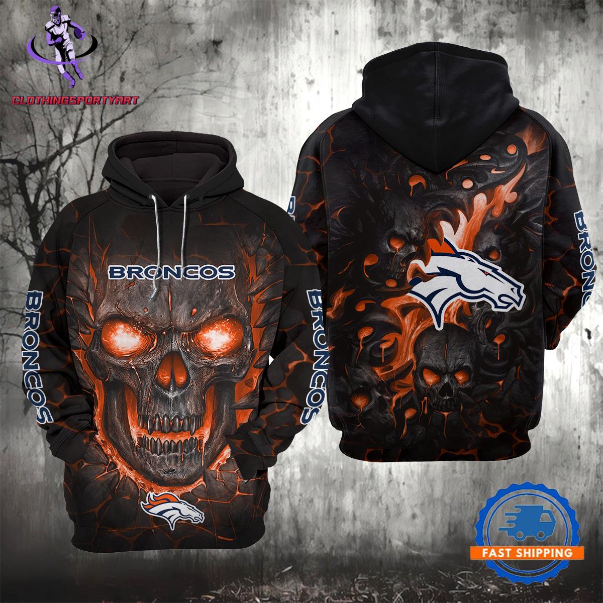 Denver Broncos Lava Skull Hoodie
