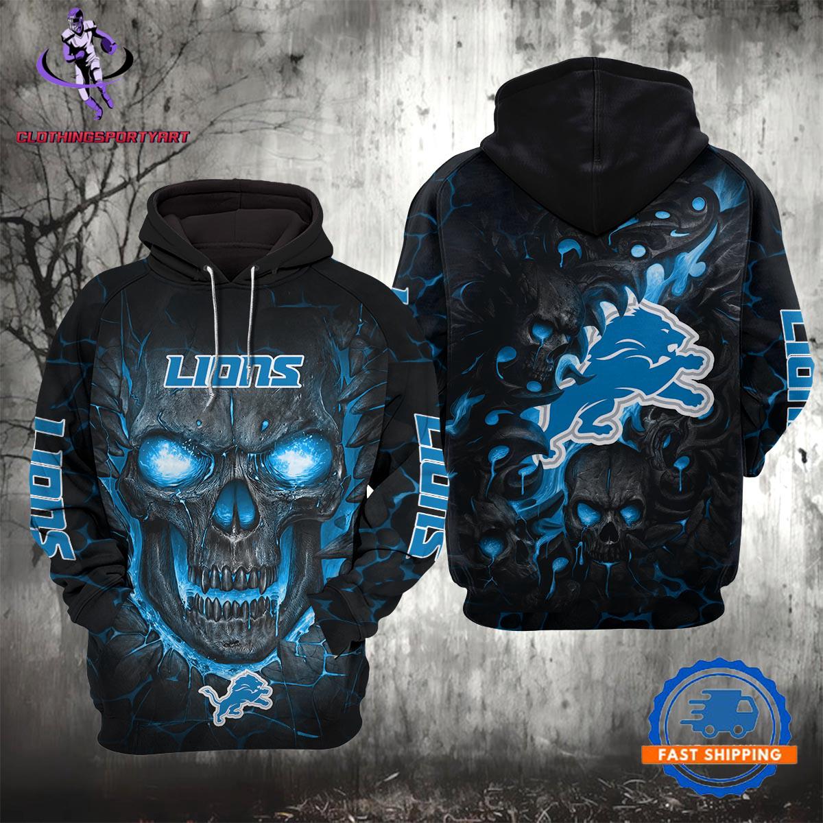 Detroit Lions Lava Skull Hoodie