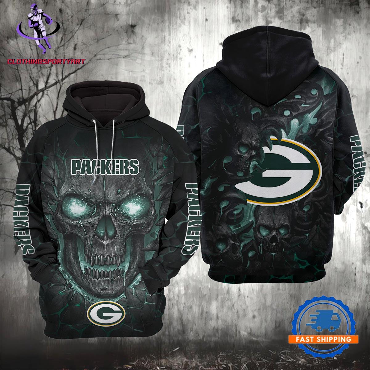 Green Bay Packers Lava Skull Hoodie