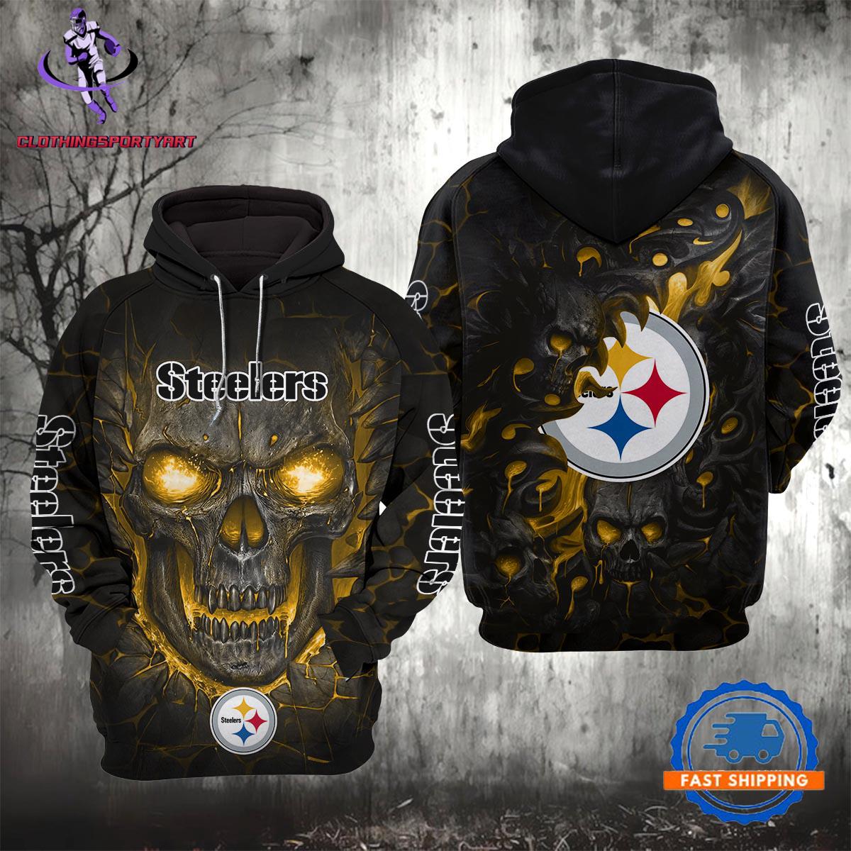 Pittsburgh Steelers Lava Skull Hoodie