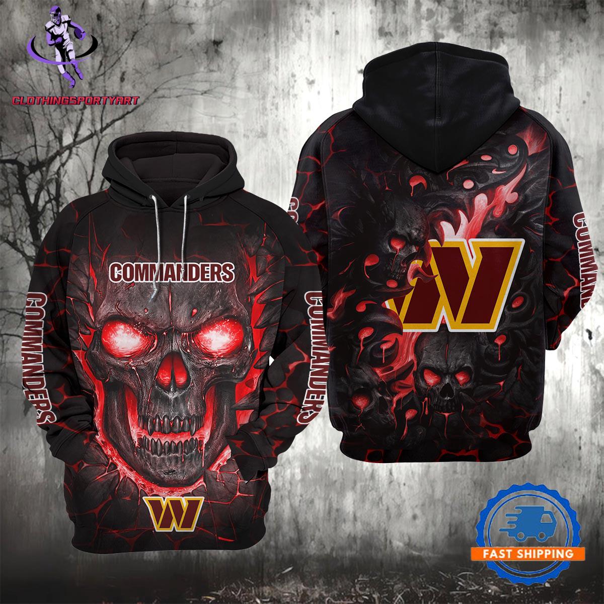 Washington Commanders Lava Skull Hoodie