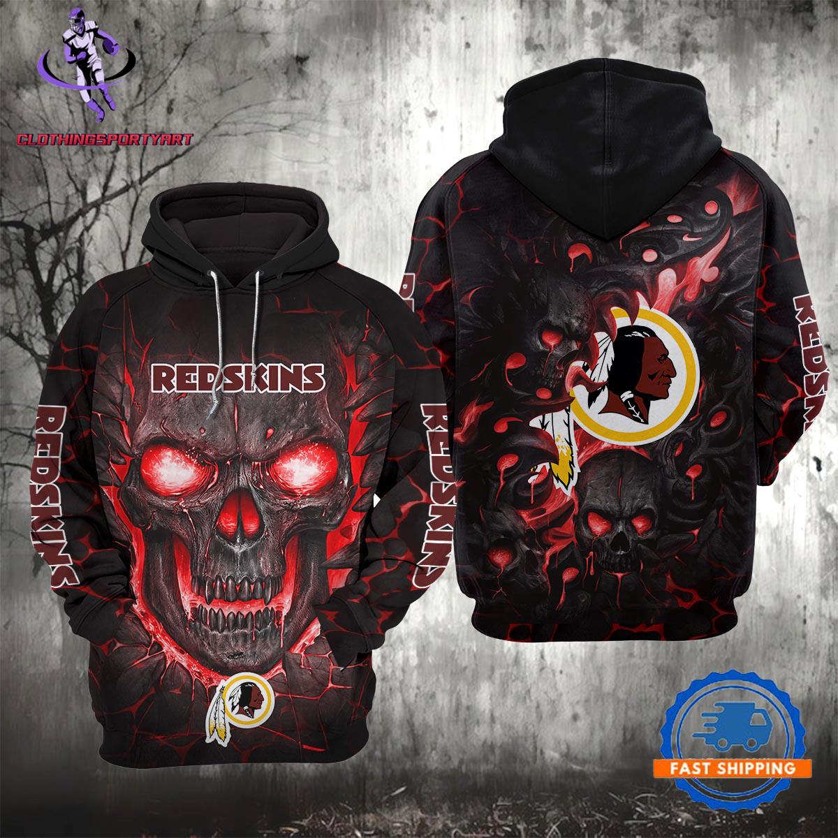 Washington Redskin Lava Skull Hoodie